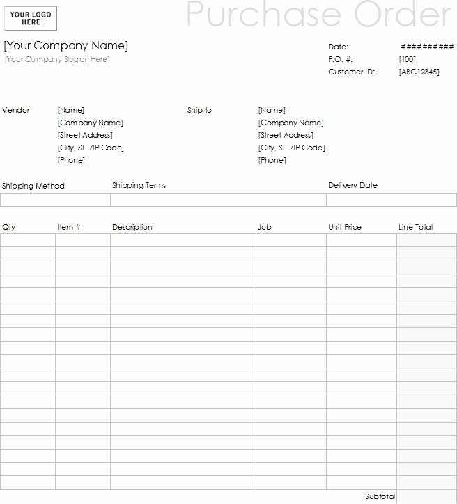 Excel order form Template Elegant 15 Samples Of Purchase order Templates In Word Excel