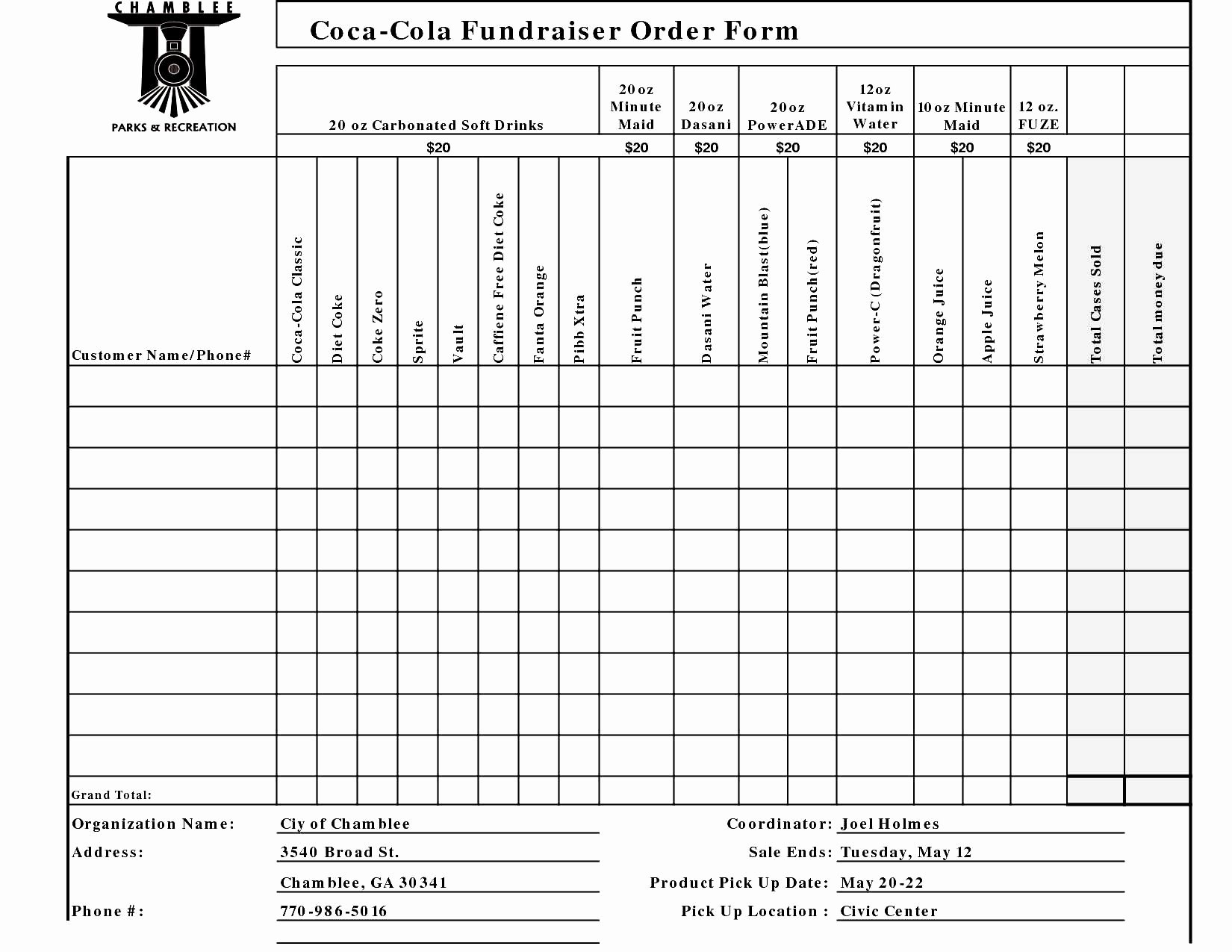 Excel order form Template Lovely Free Fundraiser order form Template Excel