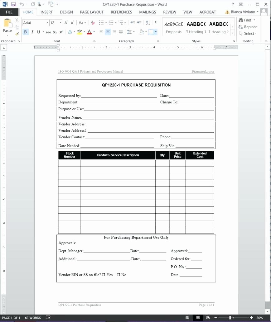 Excel order form Template New Template Excel Purchase Requisition Template