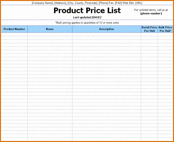Excel Price Sheet Template Beautiful 5 Price Sheet Template