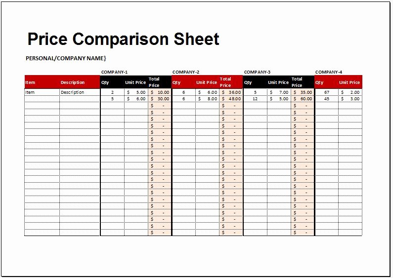 Excel Price Sheet Template Beautiful Excel Price Sheet thevillas