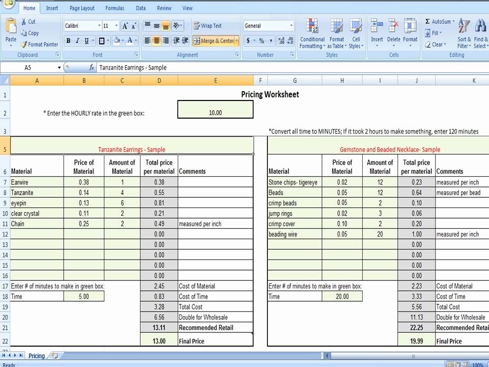 Excel Price Sheet Template Elegant Pricing Worksheet Calculates wholesale and Retail Price