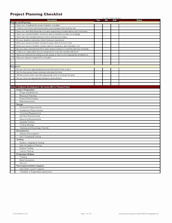 Excel Project Checklist Template Beautiful Image Size Full Project Checklist Excel Closure Printable
