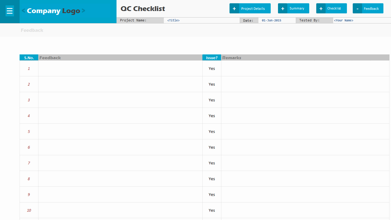 Excel Project Checklist Template Beautiful Qc Checklist Excel Project Management Templates