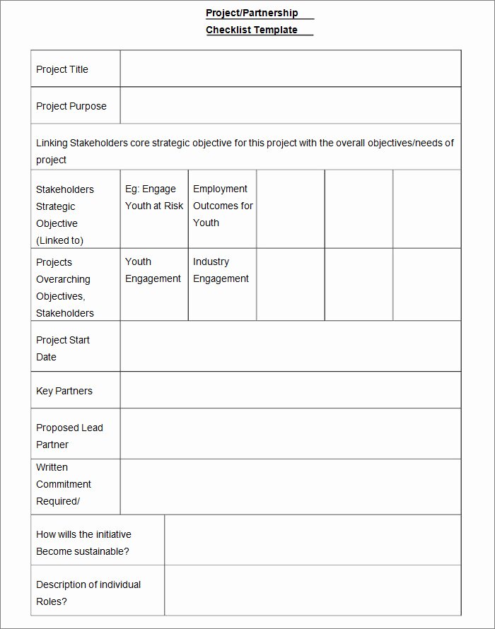 Excel Project Checklist Template Unique Project Checklist Template 12 Free Word Pdf Documents