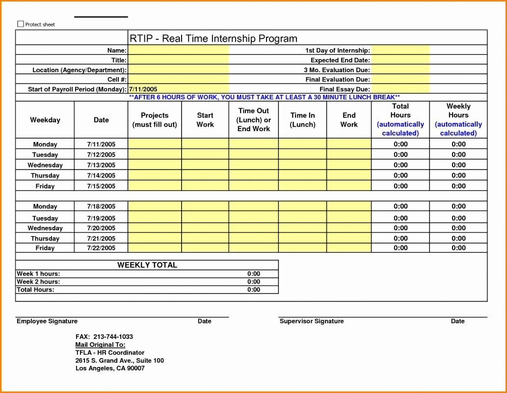 Excel Time Card Template Elegant Excel Time Card Template