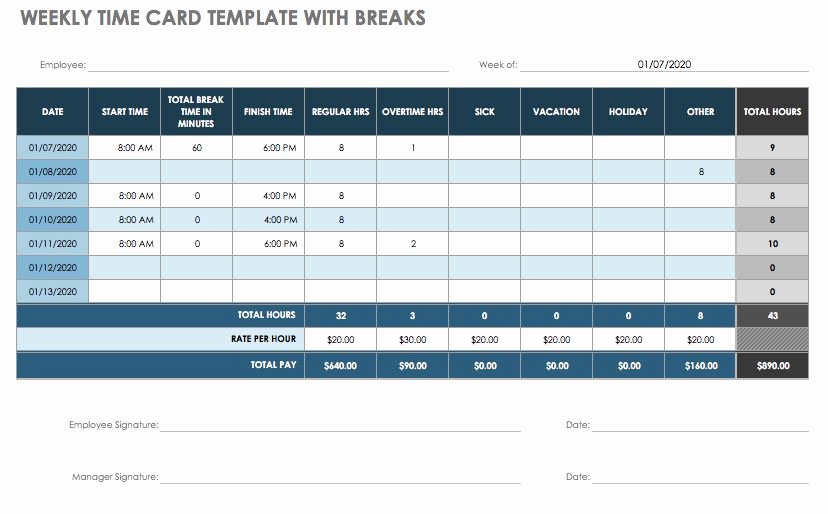 Excel Time Card Template Lovely 17 Free Timesheet and Time Card Templates
