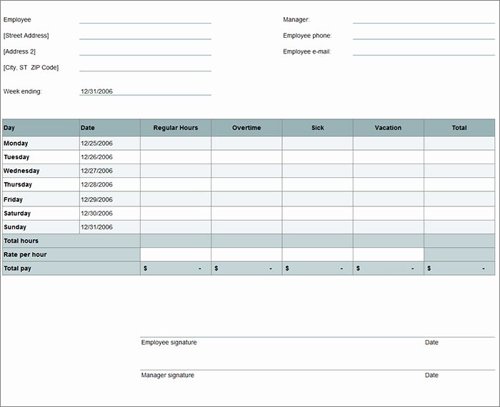 Excel Time Card Template Lovely Time Card Excel Template Free Weekly Timesheet Template