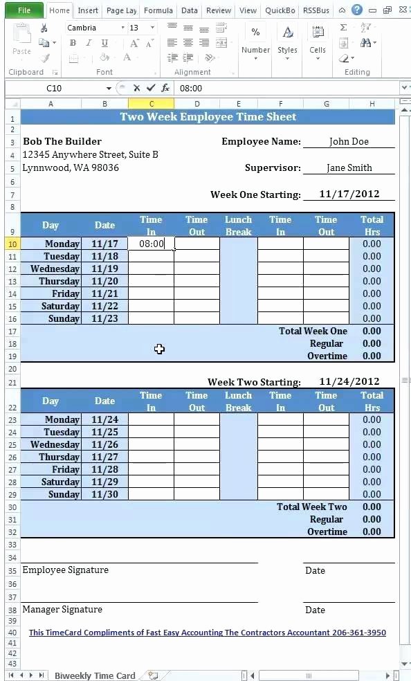 Excel Time Card Template Unique Time Card Template for Excel Weekly Project Timesheet