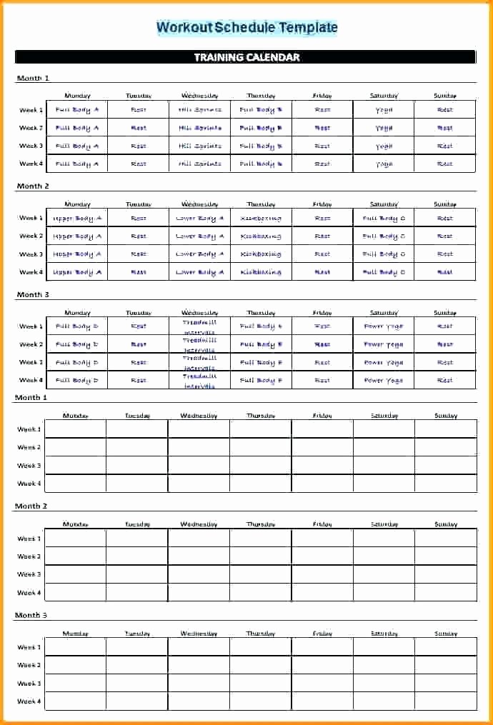 Excel Training Schedule Template Beautiful Training Schedule Template Excel Free Blank Program with