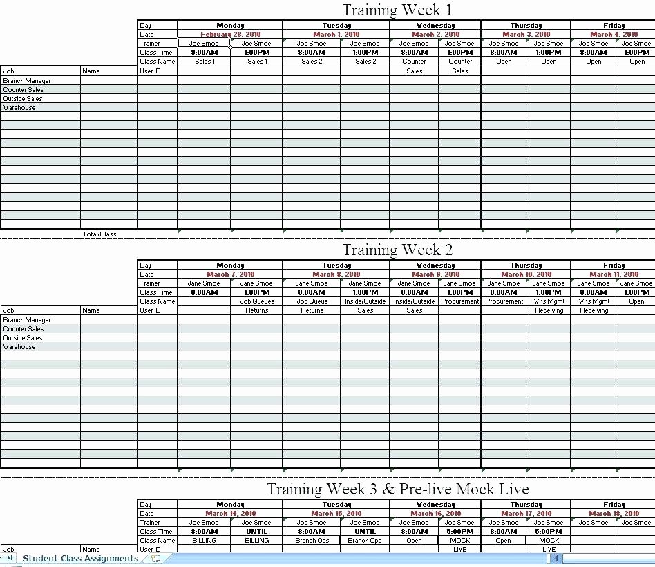 Excel Training Schedule Template Beautiful Weekly Training Schedule Template – Tangledbeard