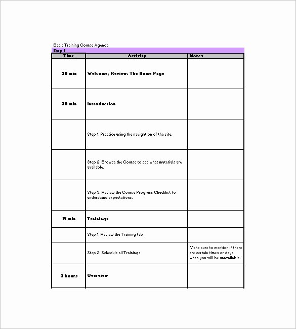 Excel Training Schedule Template Best Of Training Agenda Template – 8 Free Word Excel Pdf format