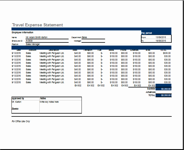 Excel Travel Expense Template New Ms Excel Travel Expense Report Template
