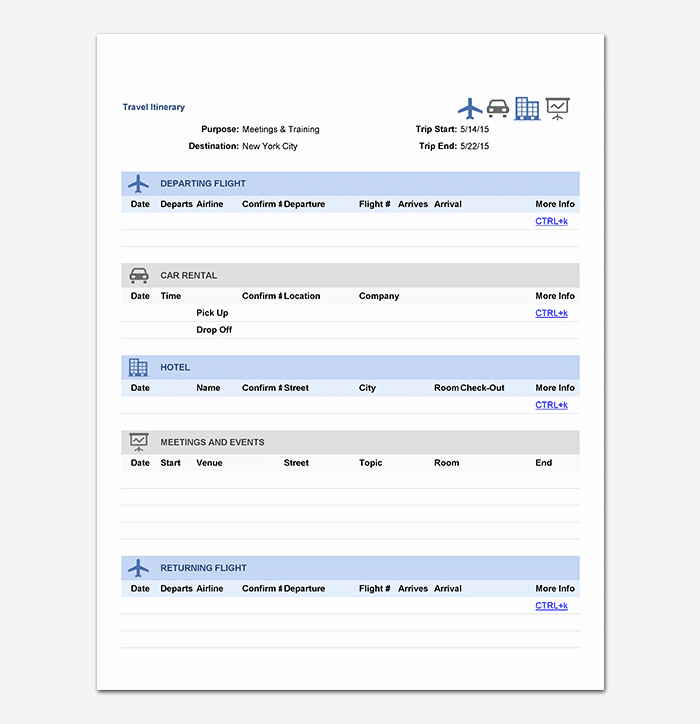 Excel Travel Itinerary Template Fresh Business Travel Itinerary Template 23 Word Excel &amp; Pdf