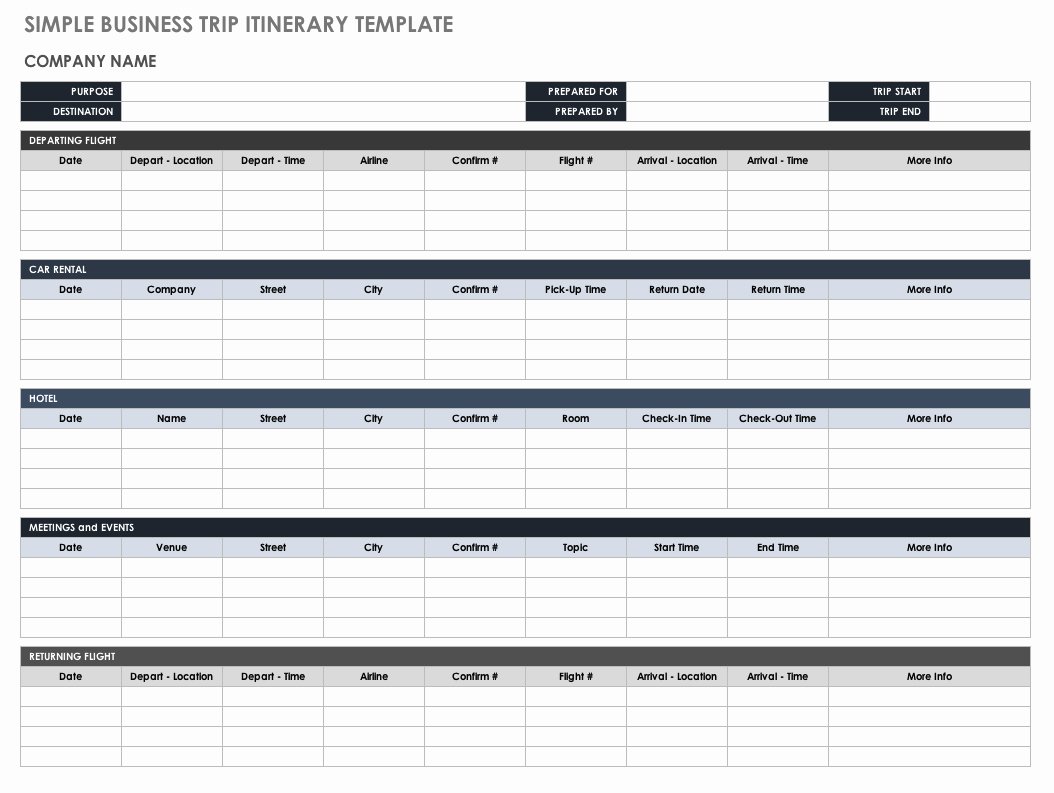 Excel Travel Itinerary Template Inspirational Free Itinerary Templates