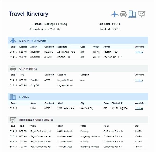 Excel Travel Itinerary Template Lovely Itinerary Template