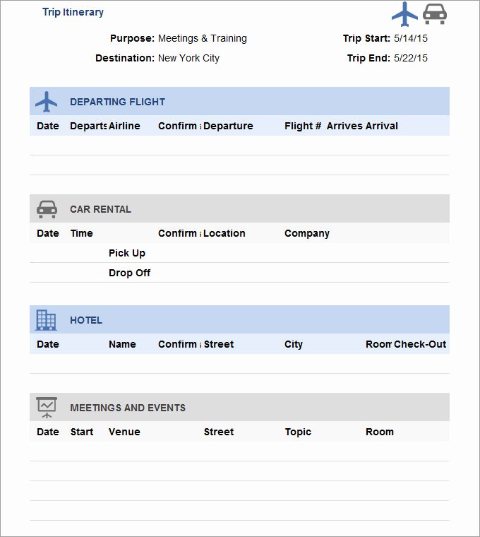 Excel Travel Itinerary Template New 33 Trip Itinerary Templates Pdf Doc Excel