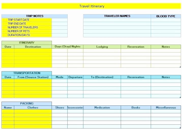 Excel Travel Itinerary Template Unique Daily Travel Itinerary Template Excel – Mediaschoolfo