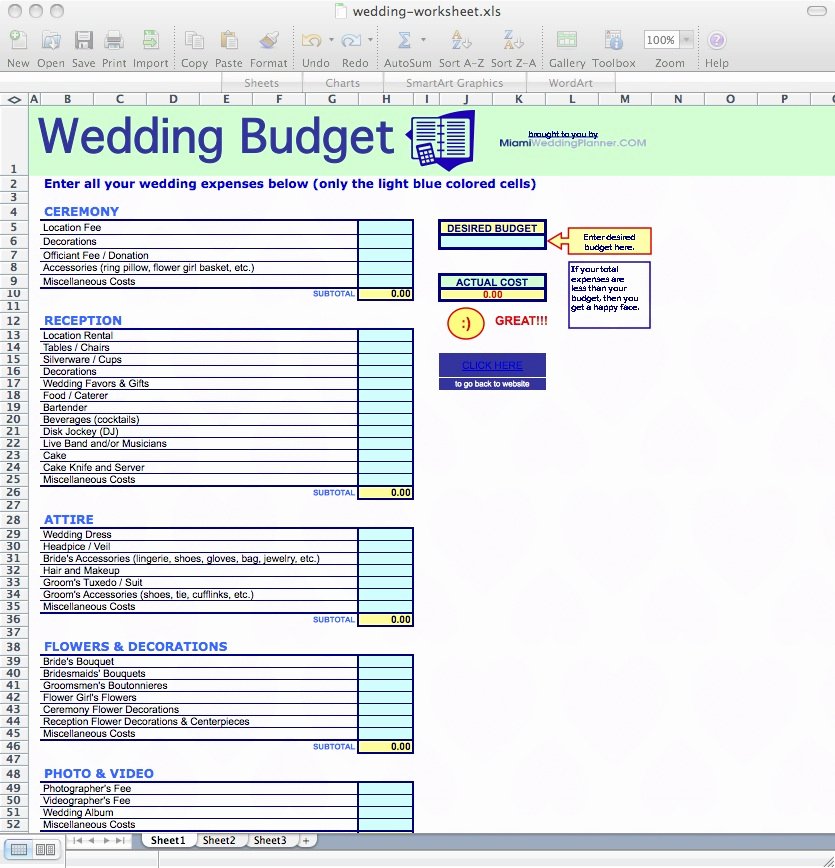 Excel Wedding Budget Template Elegant Wedding Bud Worksheets