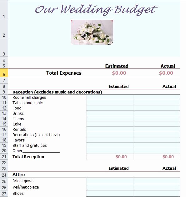Excel Wedding Budget Template Inspirational Wedding Bud Template Excel Bud Wedding