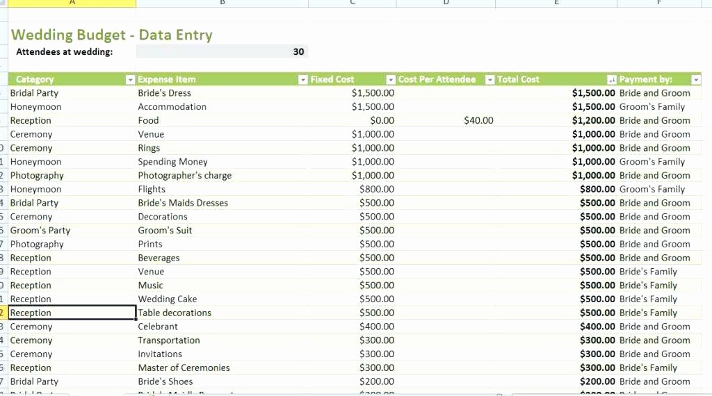Excel Wedding Budget Template Lovely Wedding Excel Templates Planner Template Free Download for