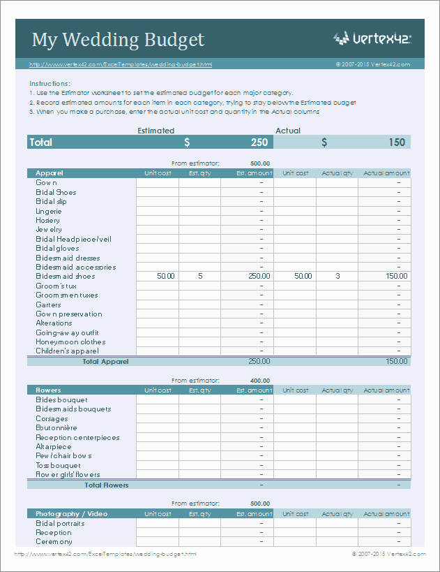 Excel Wedding Budget Template Unique Free Wedding Bud Worksheet Printable and Easy to Use