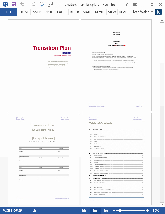 Executive Transition Plan Template Fresh Transition Plan – Ms Word Template – Instant Download