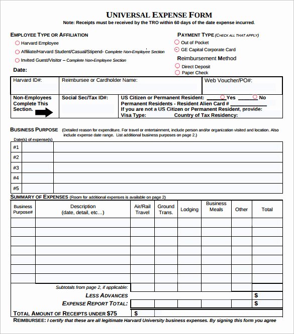 Expense Reimbursement form Template Awesome 9 Sample Expense Reimbursement forms
