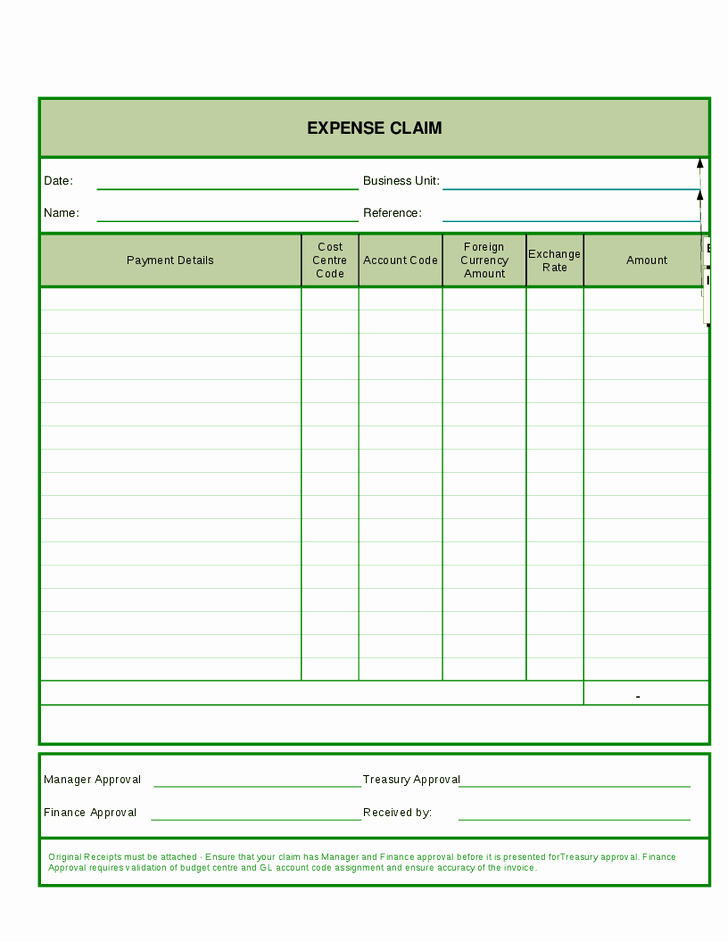 Expense Reimbursement form Template Elegant Business Expense Claim form Templates