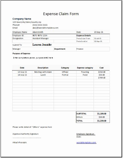 Expense Reimbursement form Template Inspirational Ms Word &amp; Excel Expense Claim forms
