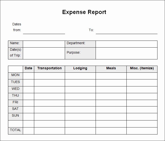 Expense Report Excel Template Beautiful Weekly Business Expense Report Template for Microsoft Word