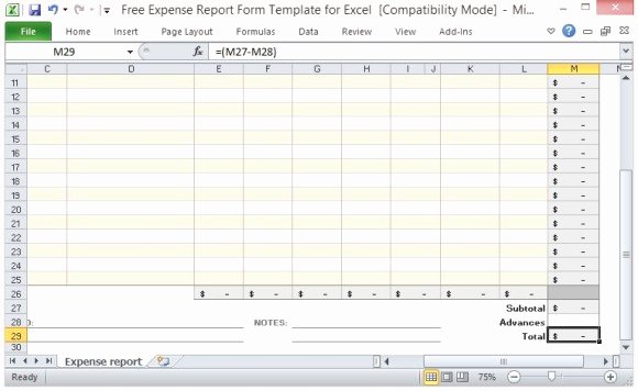 Expense Report Excel Template Unique Free Expense Report form Template for Excel