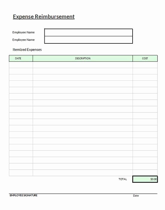 Expense Report form Template Fresh Expense Reimbursement form Template Download Excel