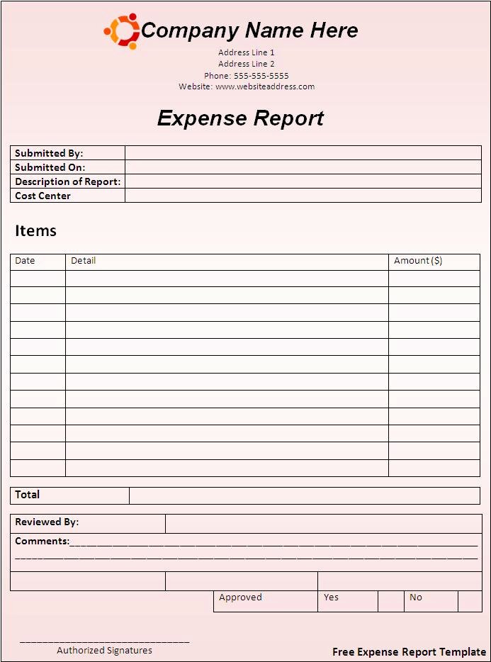 Expense Report form Template Fresh Free Expense Report Template