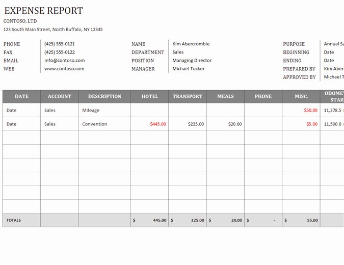 Expense Report form Template Luxury Business Expense Report
