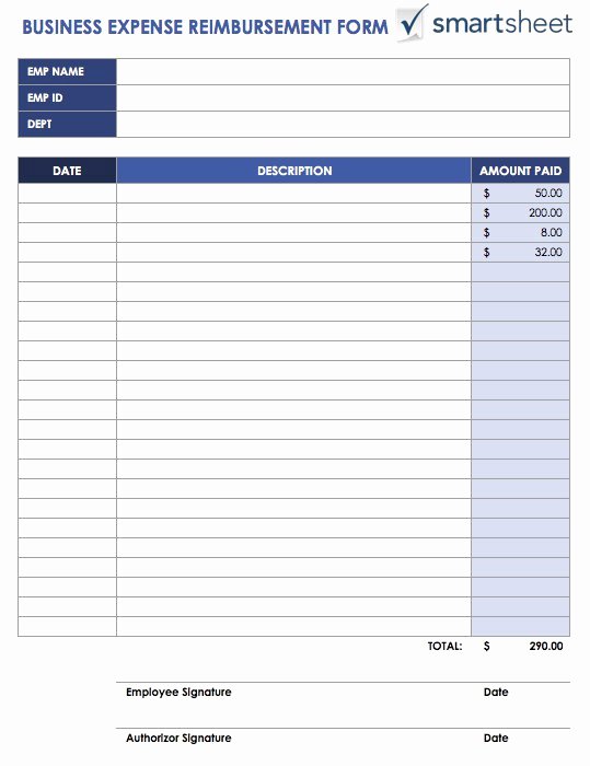 Expense Report form Template Unique Free Expense Report Templates Smartsheet