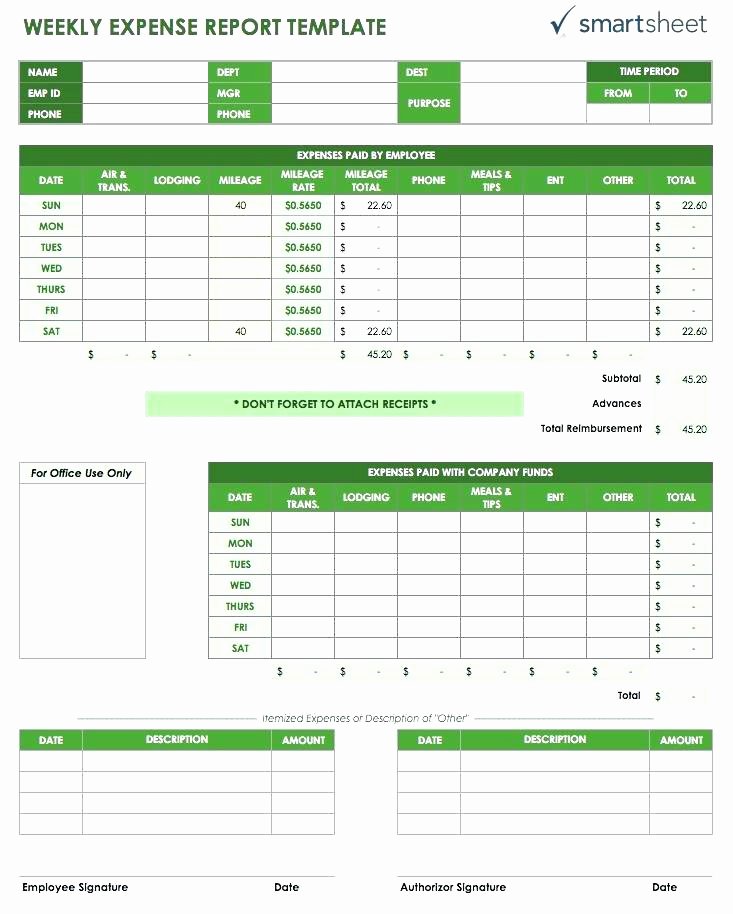 Expense Report Template Excel Luxury Simple Expense Report Template for Excel Weekly