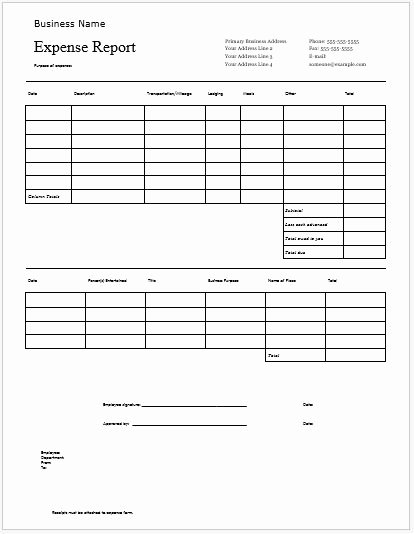 Expense Report Template Word Beautiful Columnar Paper Templates for Ms Word