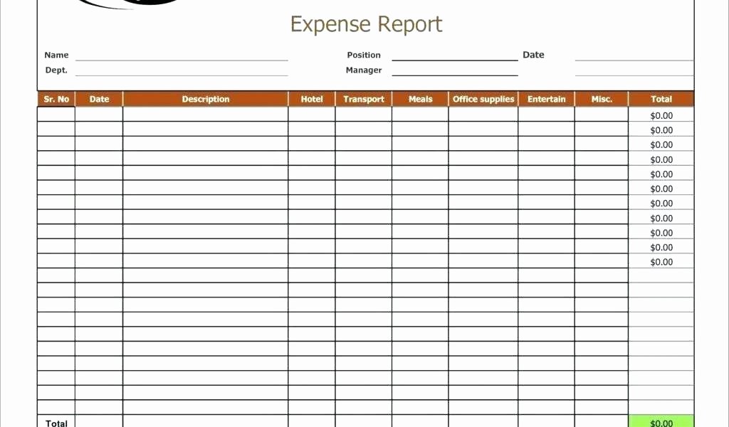 Expense Report Template Word Elegant Template Travel Expense Reimbursement form Excel Template