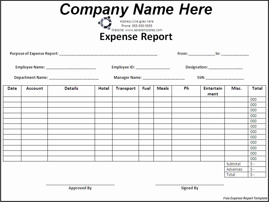 Expense Report Template Word Fresh 3 Expense Report Templates Excel Xlts