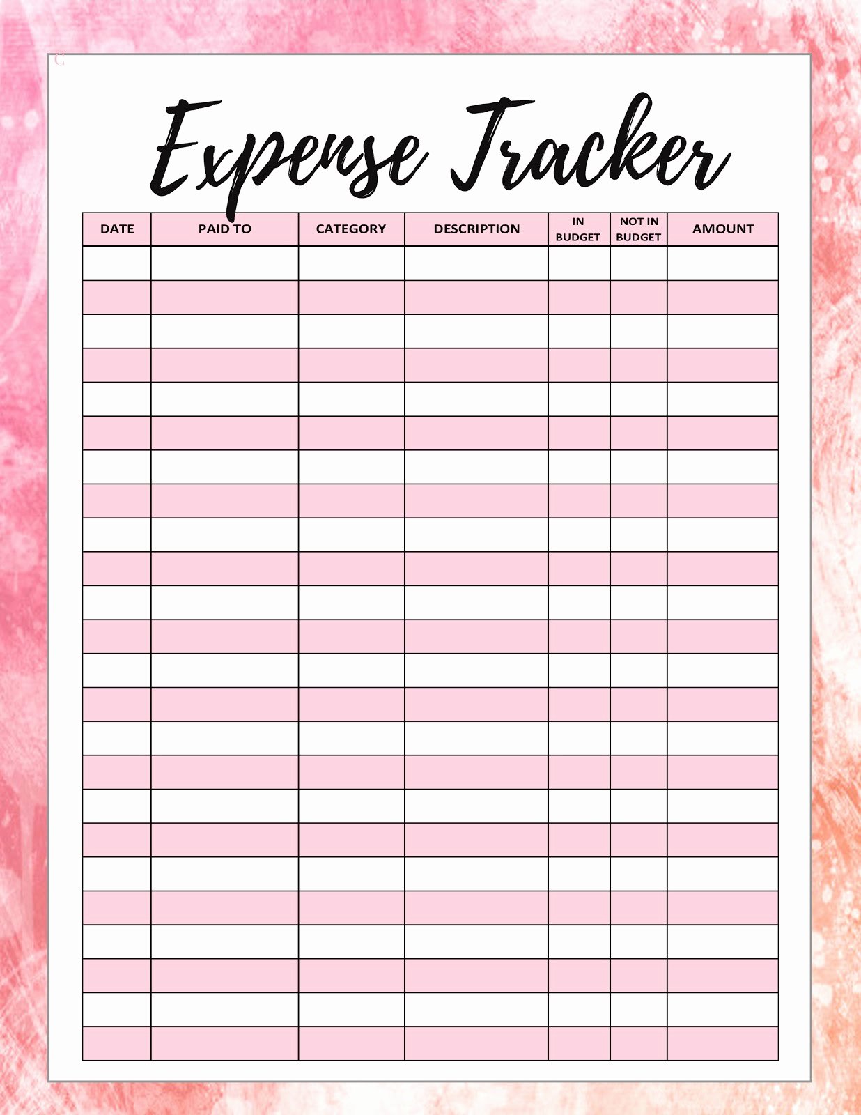 Expense Tracking Sheet Template Inspirational Malena Haas Freebie Friday Printable Spending or Expense