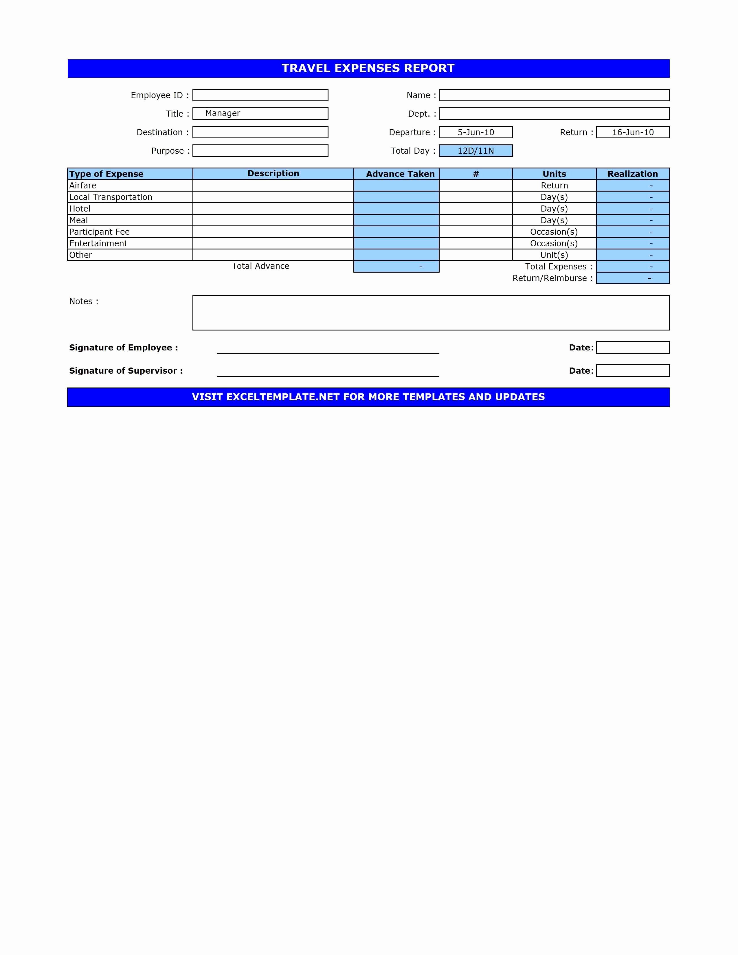 Expenses Report Template Excel Beautiful Travel Expenses Report Template
