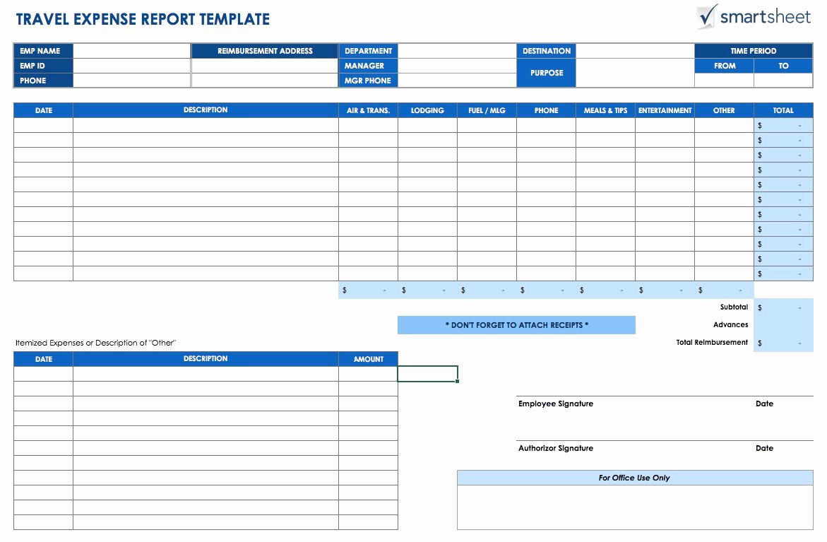 Expenses Report Template Excel Elegant Free Expense Report Templates Smartsheet