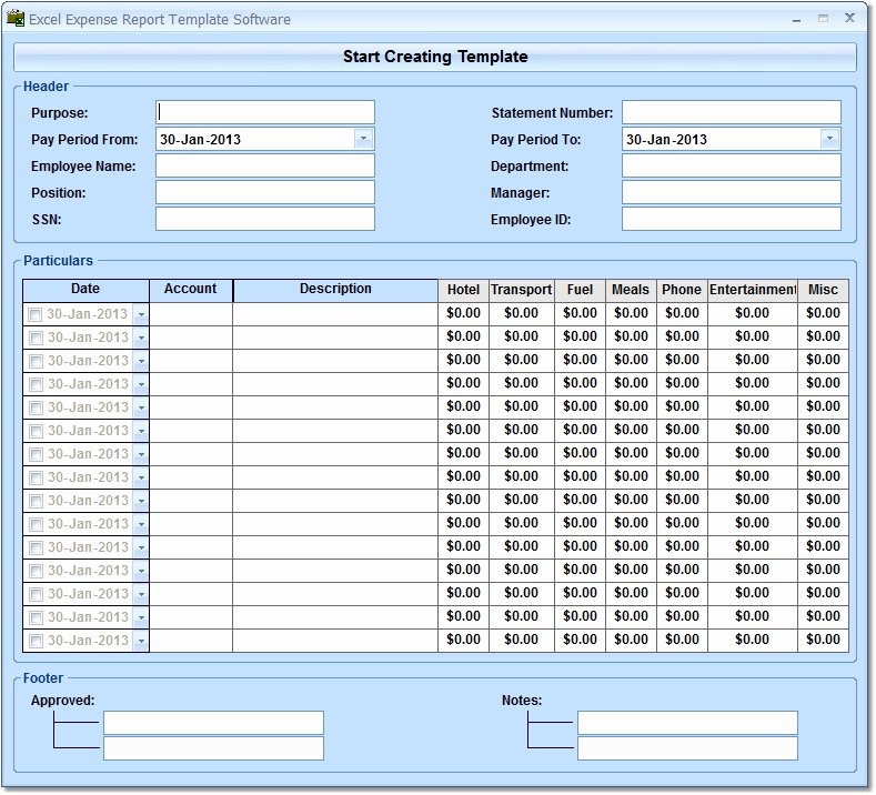Expenses Report Template Excel New Excel Expense Report Template software