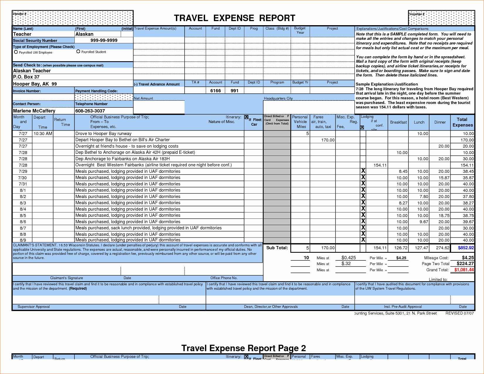 Expenses Report Template Excel Unique 7 Expense Report Template Excelreport Template Document