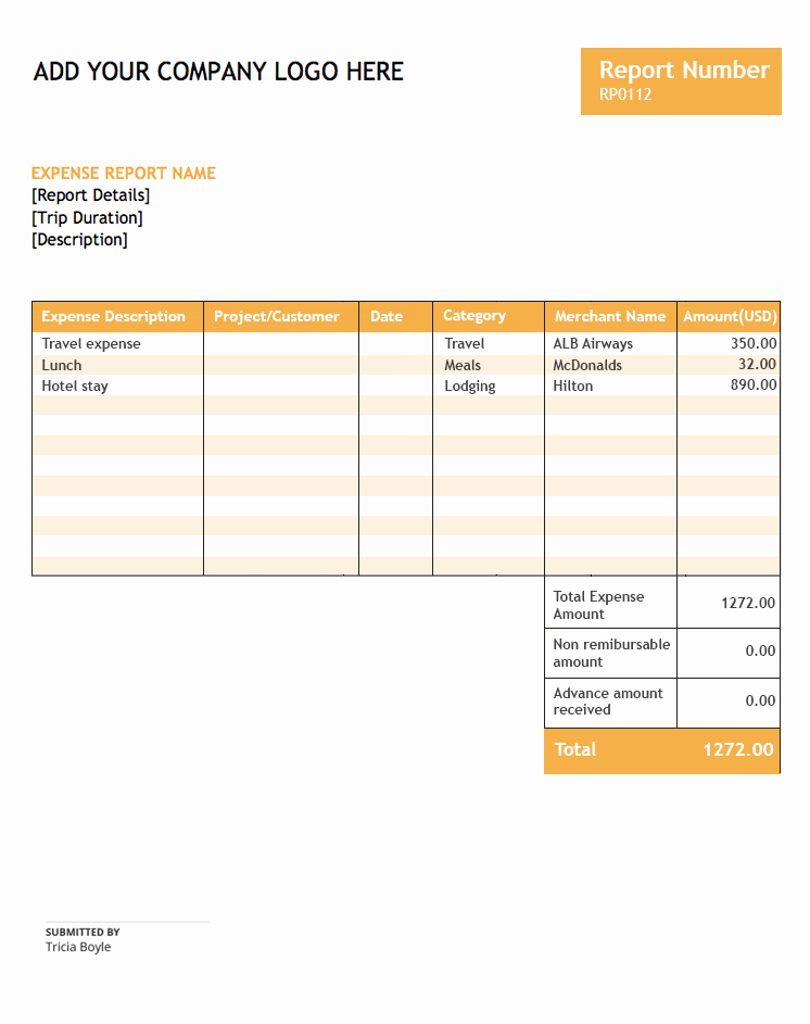 Expenses Sheet Template Free Fresh Free Expense Report Template