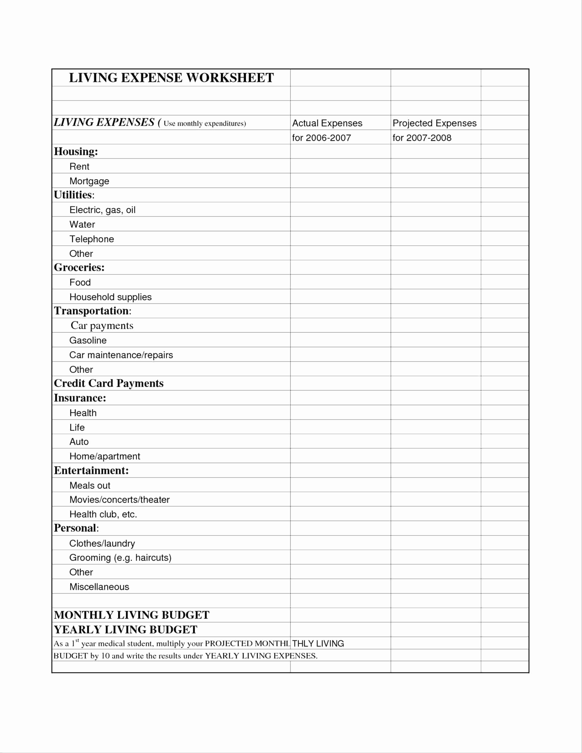 Expenses Sheet Template Free Inspirational Template List Monthly Expenses Template