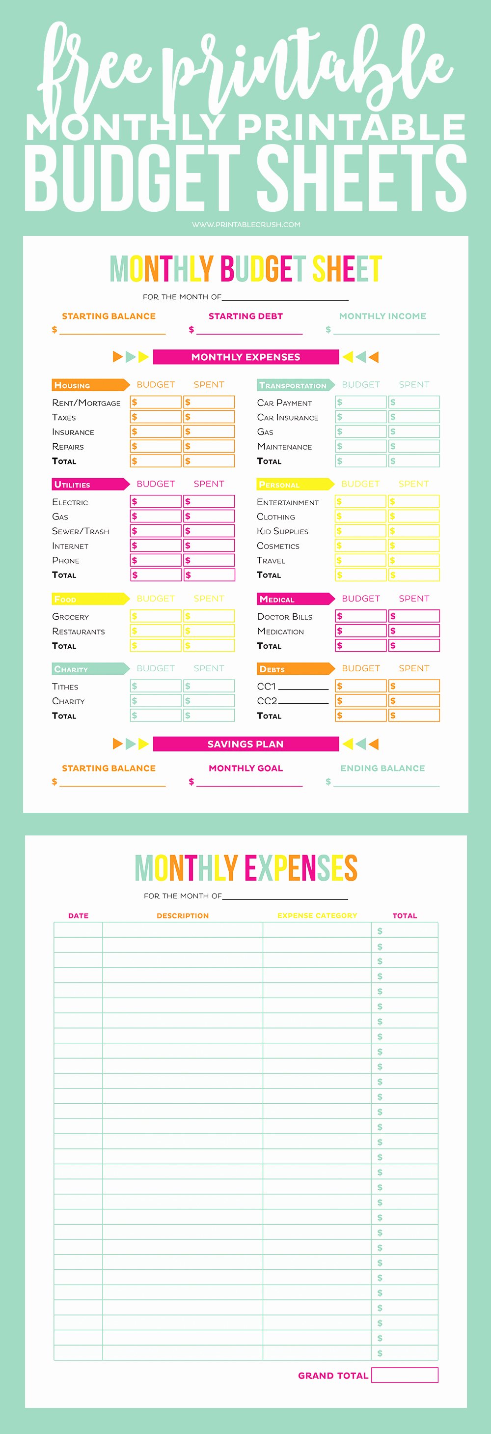Expenses Sheet Template Free New Free Printable Monthly Bud Sheets 7 Best Images Of