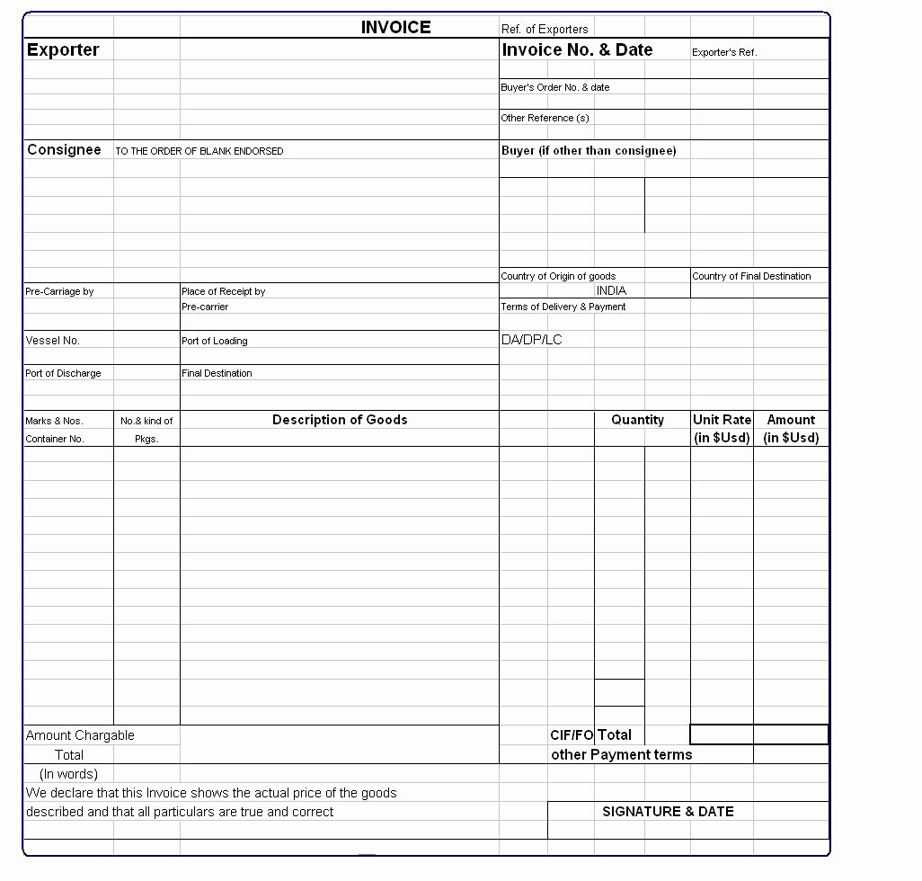Export Commercial Invoice Template Beautiful Export Import – Exim Documentations