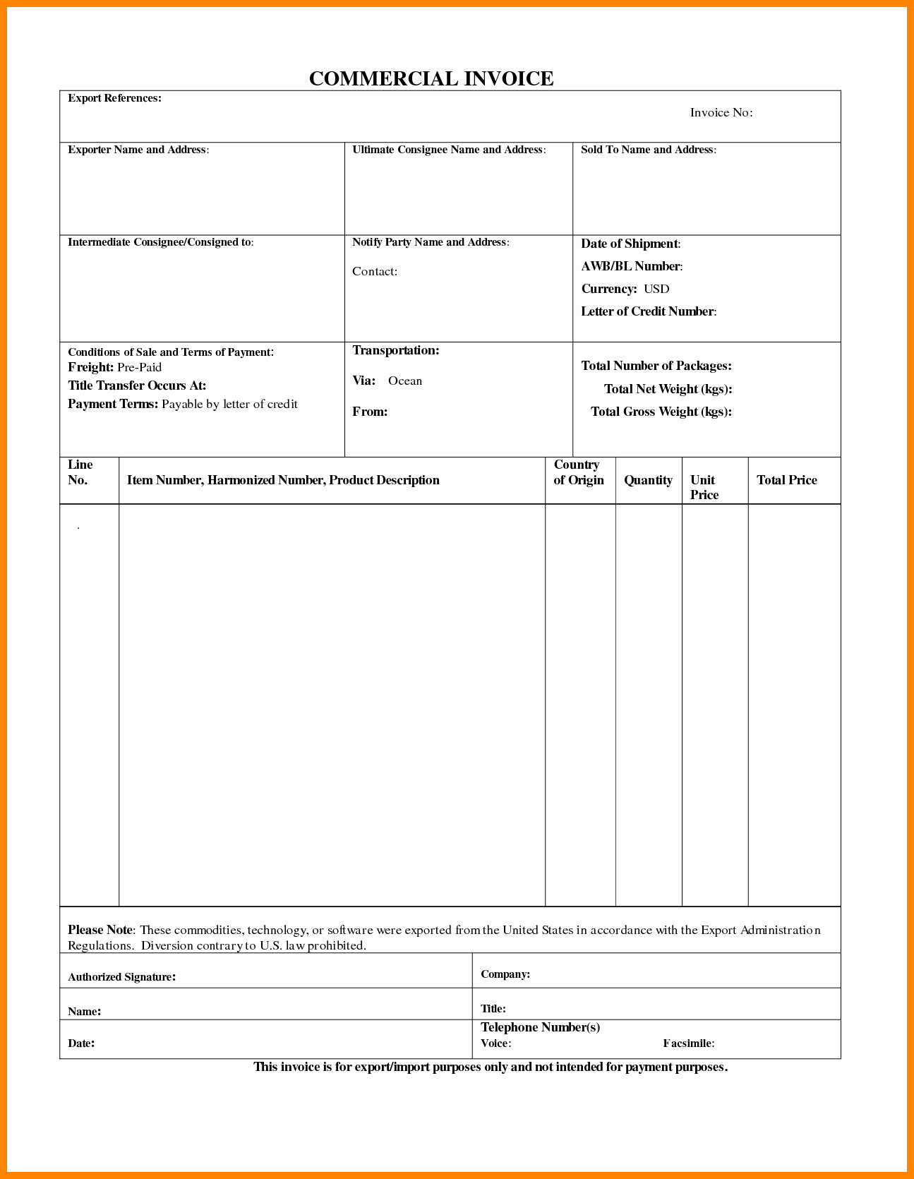 Export Commercial Invoice Template Best Of 7 Example Of Mercial Invoice for Export